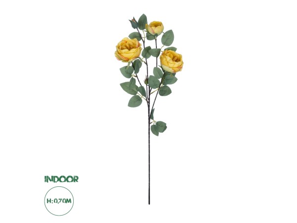 GloboStar® Artificial Garden YELLOW CLIMBING ROSE BRANCH 21186 Τεχνητό Διακοσμητικό Κλαδί Τριαντάφυλλο Κίτρινο Y70cm