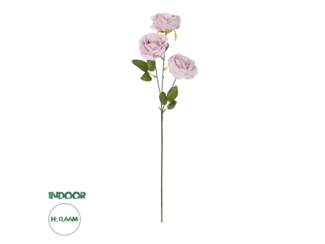 GloboStar® Artificial Garden PURPLE ROSE BRANCH 21194 Τεχνητό Διακοσμητικό Κλαδί Τριαντάφυλλα Μωβ Y66cm