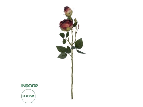 GloboStar® Artificial Garden RED DAMASK CLIMBING ROSE BRANCH 21197 Τεχνητό Διακοσμητικό Κλαδί Τριαντάφυλλο Κόκκινο Y55cm