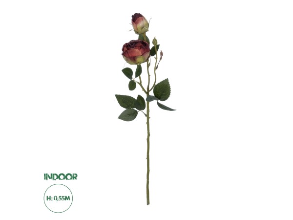 GloboStar® Artificial Garden RED DAMASK CLIMBING ROSE BRANCH 21197 Τεχνητό Διακοσμητικό Κλαδί Τριαντάφυλλο Κόκκινο Y55cm