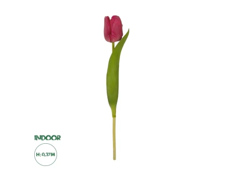 GloboStar® Artificial Garden HOT PINK TULIP BRANCH 21201 Τεχνητό Διακοσμητικό Κλαδί Έντονο Ροζ Τουλίπα Y37cm