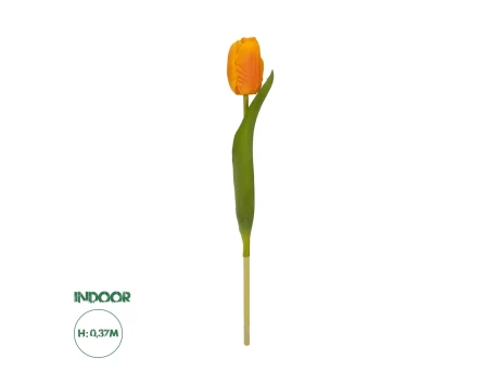 GloboStar® Artificial Garden ORANGE TULIP BRANCH 21202 Τεχνητό Διακοσμητικό Κλαδί Πορτοκαλί Τουλίπα Y37cm