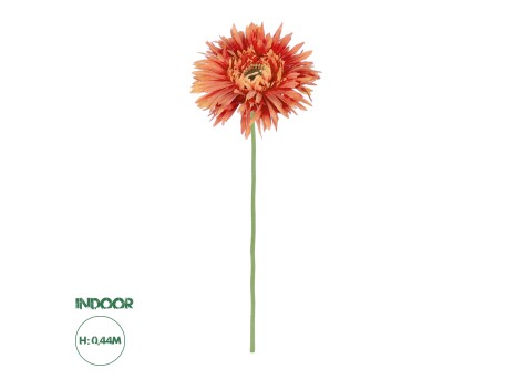 GloboStar® Artificial Garden ORANGE  ROSE BRANCH 21206 Τεχνητό Διακοσμητικό Κλαδί Ζέρμπερας Πορτοκαλί Y44cm