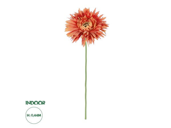 GloboStar® Artificial Garden ORANGE  ROSE BRANCH 21206 Τεχνητό Διακοσμητικό Κλαδί Ζέρμπερας Πορτοκαλί Y44cm