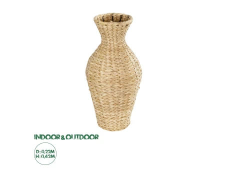 GloboStar® Artificial Garden HAVANA 21223 Διακοσμητικό Πλεκτό Καλάθι Κασπώ Γλάστρα Μπεζ Π22 x M22 x Υ42cm