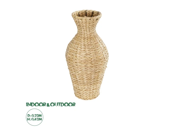 GloboStar® Artificial Garden HAVANA 21223 Διακοσμητικό Πλεκτό Καλάθι Κασπώ Γλάστρα Μπεζ Π22 x M22 x Υ42cm