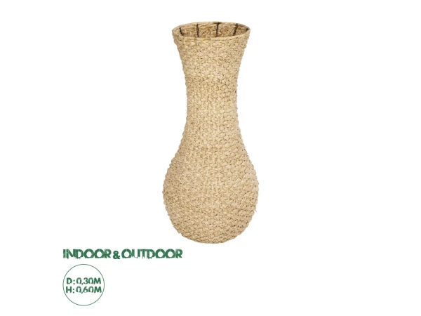 GloboStar® Artificial Garden SANDIAGO 21233 Διακοσμητικό Πλεκτό Καλάθι - Κασπώ Γλάστρα - Flower Pot Μπεζ Π30 x M30 x Υ60cm