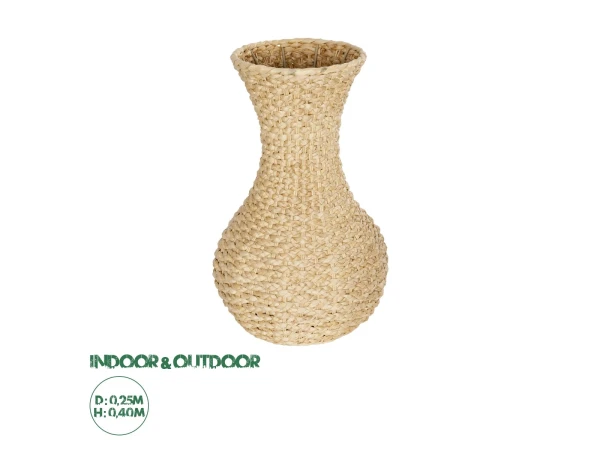 GloboStar® Artificial Garden SANDIAGO 21234 Διακοσμητικό Πλεκτό Καλάθι - Κασπώ Γλάστρα - Flower Pot Μπεζ Π25 x M25 x x Υ40cm