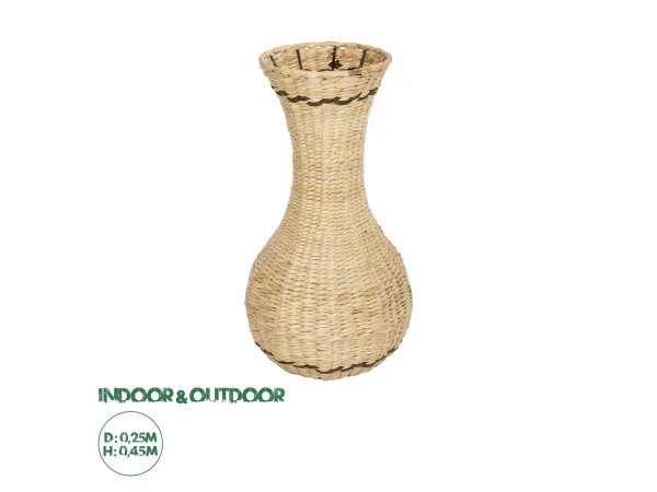 GloboStar® Artificial Garden MONACO 21236 Διακοσμητικό Πλεκτό Καλάθι - Κασπώ Γλάστρα - Flower Pot Μπεζ με Καφέ Π25 x M25 x Υ45cm