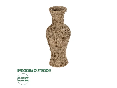 GloboStar® Artificial Garden TEXAS 21238 Διακοσμητικό Πλεκτό Καλάθι - Κασπώ Γλάστρα - Flower Pot Μπεζ Μ20 x Π20 x Υ43cm