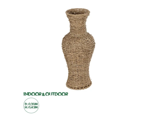 GloboStar® Artificial Garden TEXAS 21238 Διακοσμητικό Πλεκτό Καλάθι - Κασπώ Γλάστρα - Flower Pot Μπεζ Μ20 x Π20 x Υ43cm