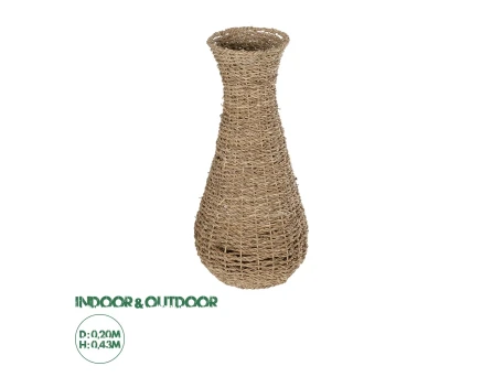 GloboStar® Artificial Garden CALIFORNIA 21239 Διακοσμητικό Πλεκτό Καλάθι - Κασπώ Γλάστρα - Flower Pot Μπεζ Μ20 x Π20 x Υ43cm