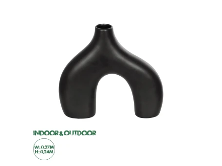 GloboStar® Artificial Garden TOLEDO 21249 Διακοσμητικό Κεραμικό Βάζo Μαύρο Π27 x Μ6 x Υ24 cm