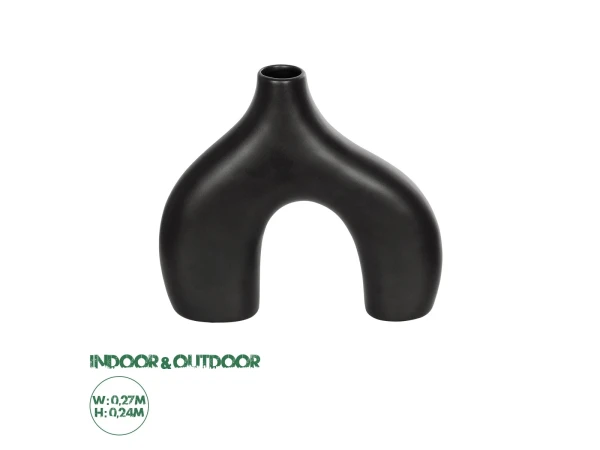 GloboStar® Artificial Garden TOLEDO 21249 Διακοσμητικό Κεραμικό Βάζo Μαύρο Π27 x Μ6 x Υ24 cm