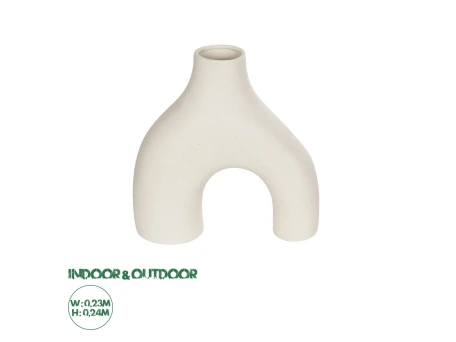 GloboStar® Artificial Garden TOLEDO 21250 Διακοσμητικό Κεραμικό Βάζo Μπεζ Π23 x Μ10 x Υ24 cm