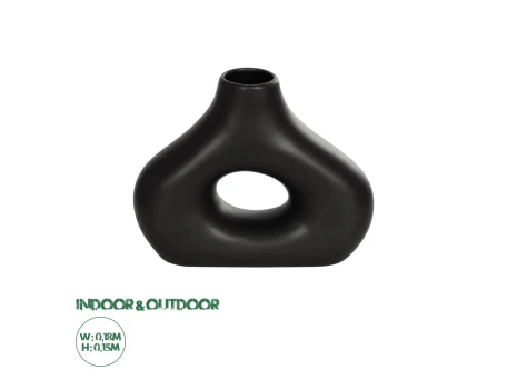 GloboStar® Artificial Garden HORIZON 21252 Διακοσμητικό Κεραμικό Βάζo Μαύρο Π18 x Μ6 x Υ15 cm