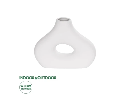 GloboStar® Artificial Garden HORIZON 21253 Διακοσμητικό Κεραμικό Βάζo Λευκό Π18 x Μ6 x Υ15 cm