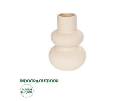 GloboStar® Artificial Garden QUARTZ 21254 Διακοσμητικό Κεραμικό Βάζo Μπεζ Π15 x Μ15 x Υ20 cm