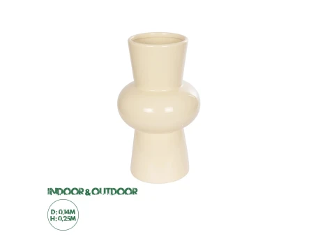 GloboStar® Artificial Garden DESERT 21258 Διακοσμητικό Κεραμικό Βάζo Μπεζ Π14 x Μ14 x Υ25 cm