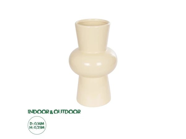 GloboStar® Artificial Garden DESERT 21258 Διακοσμητικό Κεραμικό Βάζo Μπεζ Π14 x Μ14 x Υ25 cm
