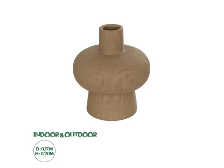 GloboStar® Artificial Garden CORNEOL 21262 Διακοσμητικό Κεραμικό Βάζo Καφέ Π17 x Μ17 x Υ20cm
