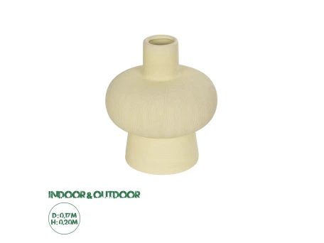GloboStar® Artificial Garden ICEBERG 21263 Διακοσμητικό Κεραμικό Βάζo Μπεζ Π17 x Μ17 x Υ20cm