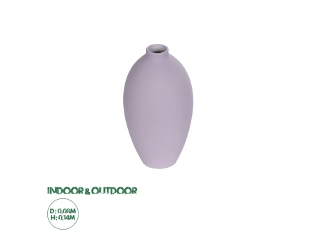 GloboStar® Artificial Garden AMETHYST 21267 Διακοσμητικό Κεραμικό Βάζo Μωβ Π8 x Μ8 x Υ14cm