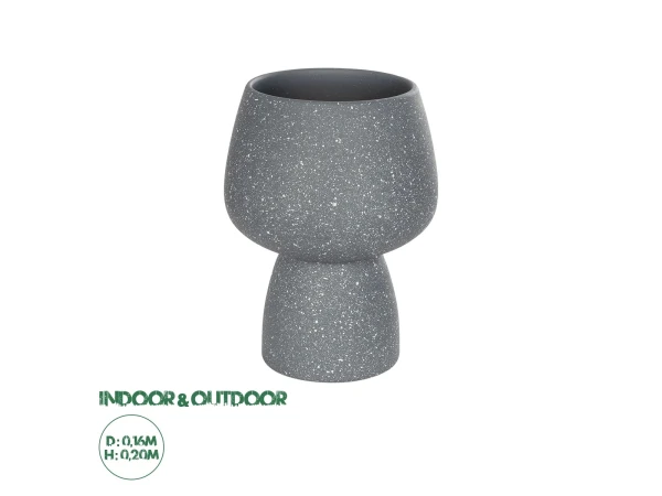 GloboStar® Artificial Garden SAMUI 21271 Διακοσμητικό Κεραμικό Βάζo Γκρι Π16 x Μ16 x Υ20cm