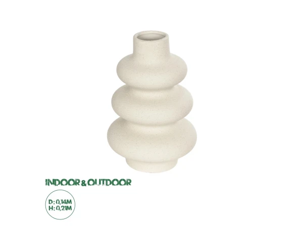 GloboStar® Artificial Garden THAILAND 21278 Διακοσμητικό Κεραμικό Βάζo Μπεζ Π14 x Μ14 x Υ21cm