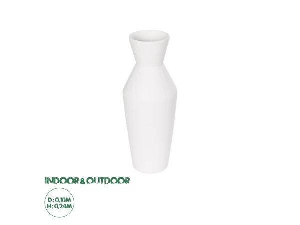 GloboStar® Artificial Garden MALVINA 21285 Διακοσμητικό Κεραμικό Βάζo Λευκό Π10 x Μ10 x Υ24cm