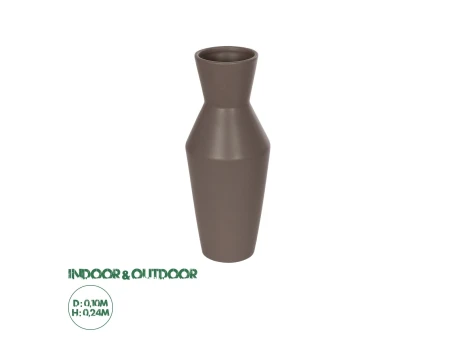 GloboStar® Artificial Garden UNIQUE 21286 Διακοσμητικό Κεραμικό Βάζo Καφέ Π10 x Μ10 x Υ24cm