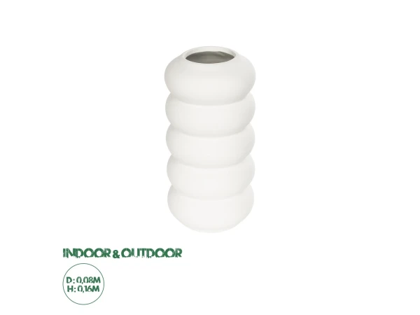 GloboStar® Artificial Garden NOUVEAU 21293 Διακοσμητικό Κεραμικό Βάζo Λευκό Π8 x Μ8 x Υ16cm