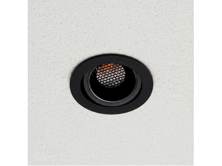 kelvo® LEO KLV-101-0311 Χωνευτό Κινούμενο Φωτιστικό Downlight Σποτ με Honeycomb Anti-Glare Reflector LED 10W 1250lm 38° AC 220-240V IP20 Θερμό Λευκό 2700K - Bridgelux COB Chip & TÜV SÜD Driver - Μαύρο Ματ - Μ8.5 x Π8.5 x Υ6.6cm / Q7.5cm - 5 Χρόνια Εγγύηση