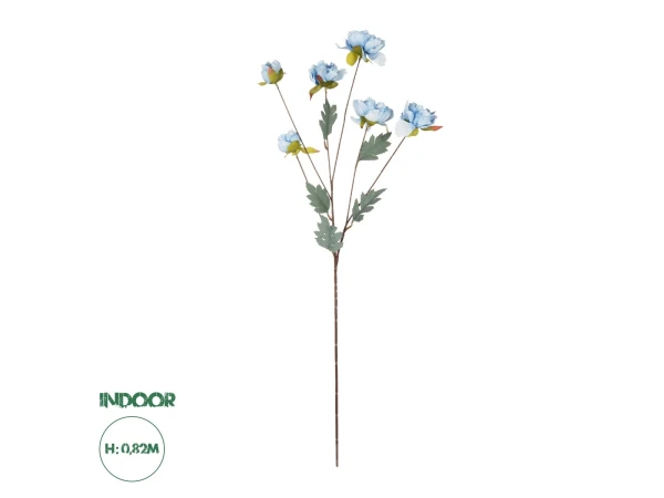 GloboStar® Artificial Garden SKY BLUE PAEONIA BRANCH 21306 Τεχνητό Διακοσμητικό Κλαδί Παιώνιας Μπλέ Y82cm