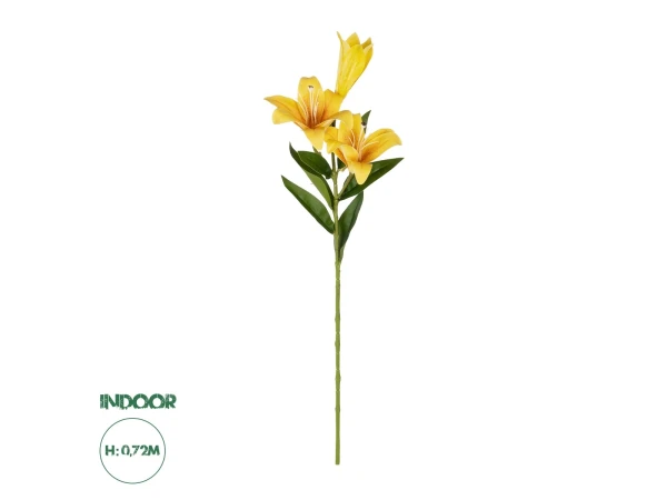 GloboStar® Artificial Garden YELLOW LILY BRANCH 21311 Τεχνητό Διακοσμητικό Κλαδί Κίτρινο Κρίνο Y72cm