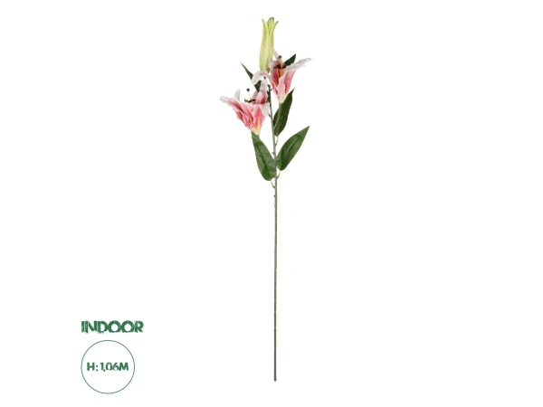 GloboStar® Artificial Garden PINK LILY BRANCH 21313 Τεχνητό Διακοσμητικό Κλαδί Ροζ Κρίνο Y106cm
