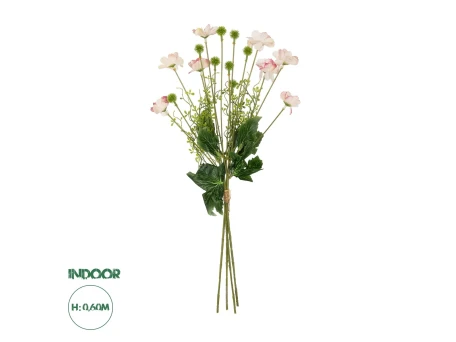 GloboStar® Artificial Garden PINK CANAION FLOWER BOUQUET 21327 Τεχνητό Διακοσμητικό Μπουκέτο Ροζ Κάννα Y60cm