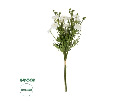 GloboStar® Artificial Garden WHITE CHRYSANTHEMUM BOUQUET 21330 Τεχνητό Διακοσμητικό Μπουκέτο Λευκό Χρυσάνθεμο Y50cm