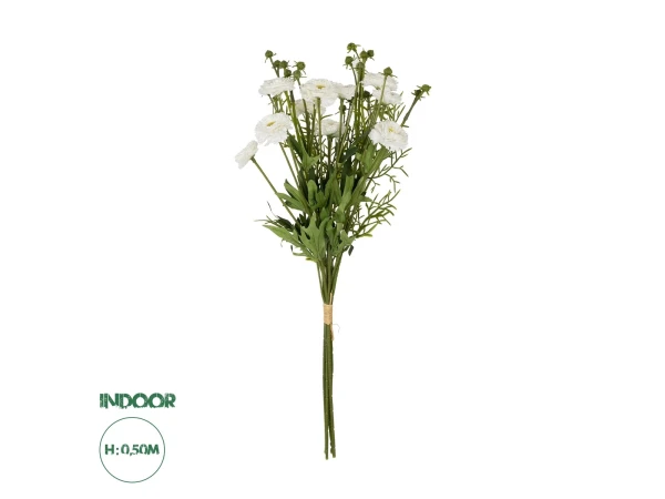 GloboStar® Artificial Garden WHITE CHRYSANTHEMUM BOUQUET 21330 Τεχνητό Διακοσμητικό Μπουκέτο Λευκό Χρυσάνθεμο Y50cm