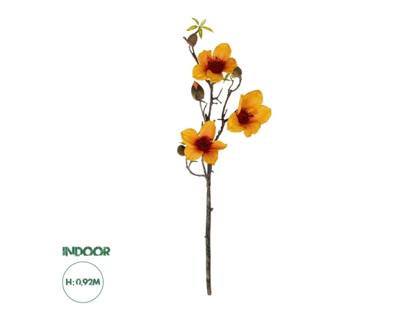 GloboStar® Artificial Garden ORANGE KAPOK BRANCH 21331 Τεχνητό Διακοσμητικό Κλαδί Πορτοκαλί Καποκ Y92cm