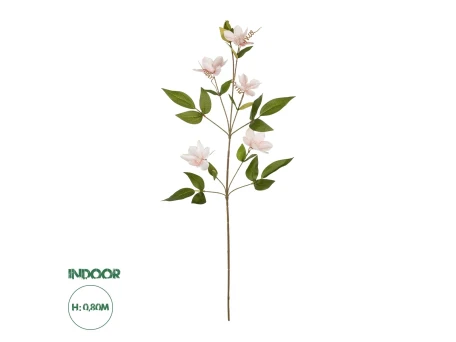 GloboStar® Artificial Garden PALE PINK CLEMANTIS BRANCH 21332 Τεχνητό Διακοσμητικό Κλαδί Ροζ Κλημεντίνα Y80cm