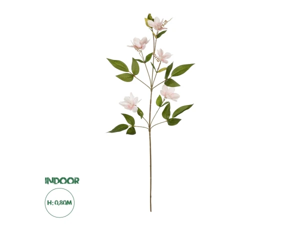 GloboStar® Artificial Garden PALE PINK CLEMANTIS BRANCH 21332 Τεχνητό Διακοσμητικό Κλαδί Ροζ Κλημεντίνα Y80cm