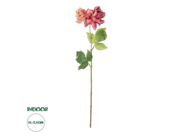 GloboStar® Artificial Garden PINK DHALIA BRANCH 21334 Τεχνητό Διακοσμητικό Ροζ Κλαδί Ντάλια Y60cm