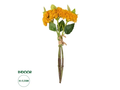 GloboStar® Artificial Garden ORANGE SEDUM BOUQUET 21346 Τεχνητό Διακοσμητικό Μπουκέτο Πορτοκαλί Σέδο Y30cm