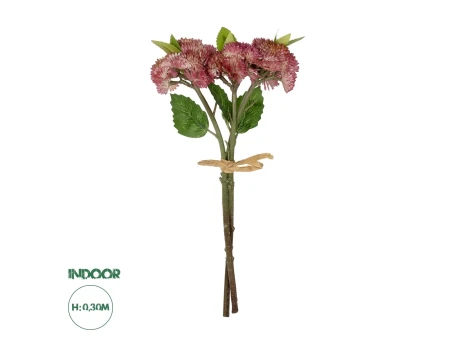 GloboStar® Artificial Garden HOT PINK SEDUM BOUQUET 21347 Τεχνητό Διακοσμητικό Μπουκέτο Ροζ Σέδο Y30cm