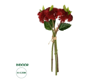 GloboStar® Artificial Garden RED SEDUM BOUQUET 21349 Τεχνητό Διακοσμητικό Μπουκέτο Κόκκινο Σέδο Y30cm