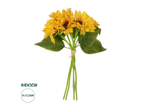 GloboStar® Artificial Garden YELLOW SUNFLOWER BRANCH 21385 Τεχνητό Διακοσμητικό Μπουκέτο Ηλιοτρόπιο Κίτρινο Y36cm