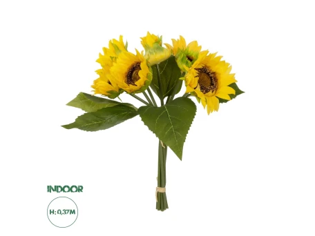 GloboStar® Artificial Garden YELLOW SUNFLOWER BRANCH 21386 Τεχνητό Διακοσμητικό Μπουκέτο Ηλιοτρόπιο Κίτρινο Y37cm