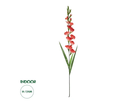GloboStar® Artificial Garden RED GLADIOLUS FLOWER BRANCH 21396 Τεχνητό Διακοσμητικό Κλαδί Γλαδιόλα Y116cm