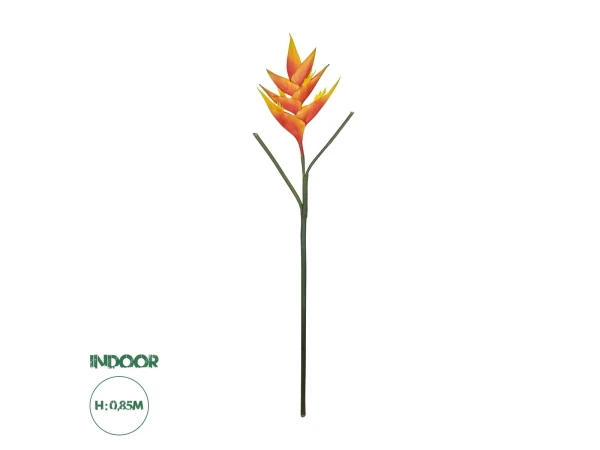 GloboStar® Artificial Garden ORANGE PEACOCK BRANCH 21397 Τεχνητό Διακοσμητικό Κλαδί Πορτοκαλί πουλί του παραδείσου Y85cm